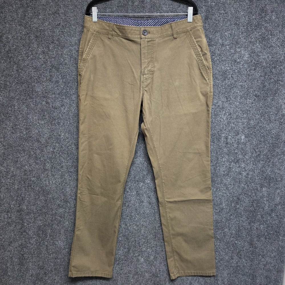 Prana Pants Men 34x30 Brown McClee Straight Fit Outdoors Hiking Trail Chino FLAW
